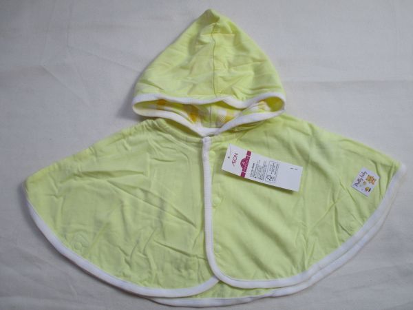 SF314【AEON】イオン 新品 クマ柄チケット付 新生児ケープ 淡黄 50-60拍卖