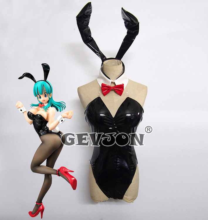 コスプレ衣装 ハロウィン衣装 レオタード PU合成革 Bunny仮装 「ドラゴンボール ブルマ」 バニーガール ウサギガール セット拍卖