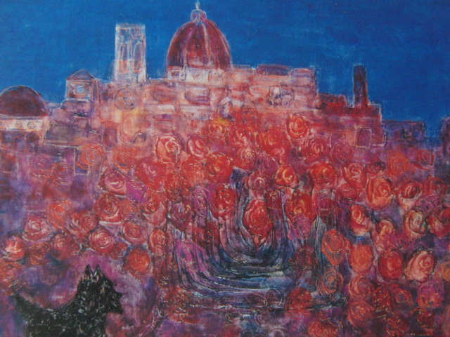 芝田キク、【フローレンス讃歌】、希少な額装用画集より、新品額装付、状態良好、送料込み、日本人・女性画家拍卖