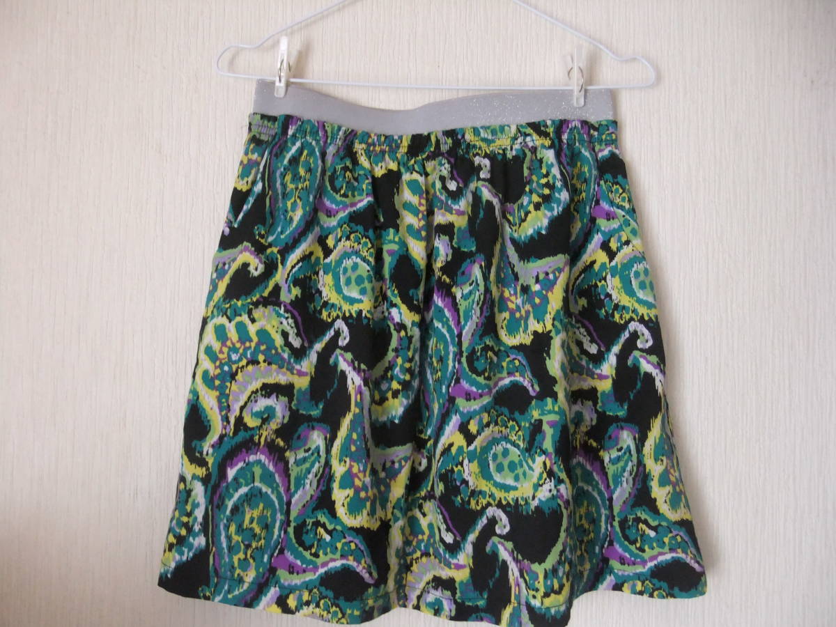 alphabet's alphabet★カラフルペイズリー柄ミニスカート★サイケ柄グリーンパープル/アルファベッツ拍卖