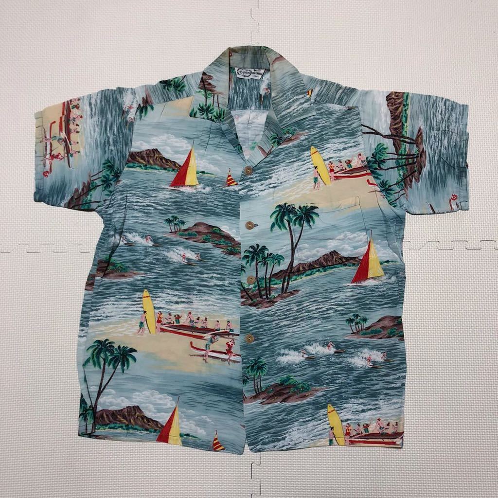 VINTAGE!! SPECIAL 50's IOLANI SPORTSWEAR イオラニ アロハシャツ ガラシャツ 半袖シャツ M 縮緬 レーヨン拍卖