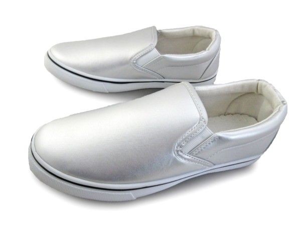 1円~cL261新品AAAローカット/スリッポンスニーカー17㌢SILVER♂拍卖