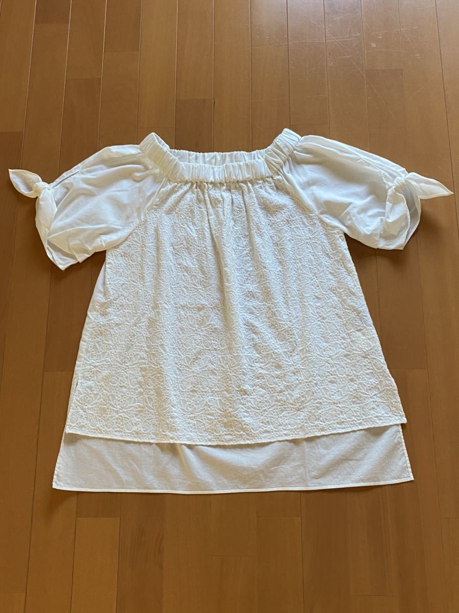 COENコーエン★半袖ブラウス★オフホワイト★フリーサイズ★USED【美品】【即決】拍卖