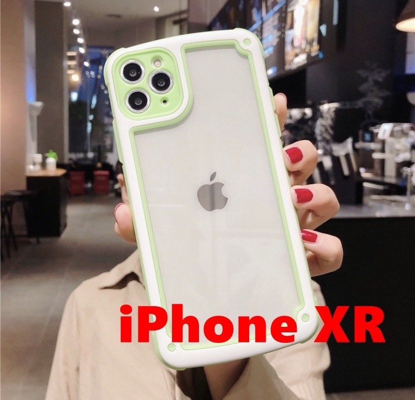 【iPhoneXR】グリーン iPhoneケース 大人気 シンプル フレーム iPhoneカバー iPhoneXRケース iPhoneXRカバー 送料無料 かわいい 黄緑 緑拍卖