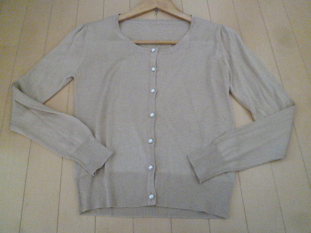 Jayro/ジャイロ○ベージュパールボタンニットカーディガンM/長袖ジュンシンプル○T83拍卖