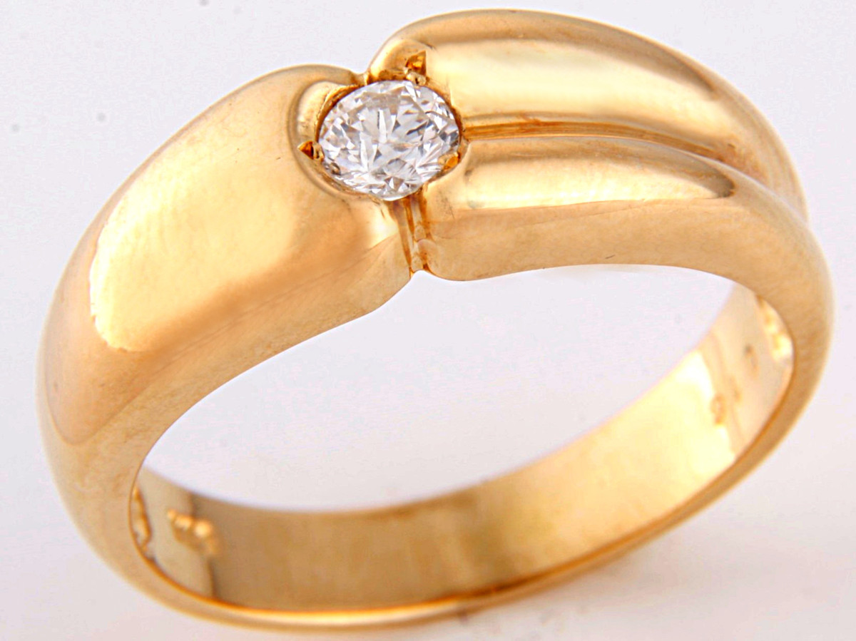 ★☆見て!K18金イエローゴールド一粒石0.16Ct天然ダイヤリング指輪11号!MJ-349拍卖