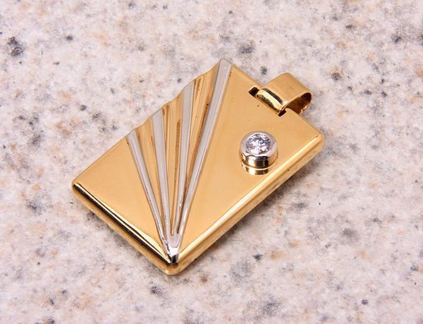 《質屋出品》Pt900/K18★天然ダイアモンド0.11ct手造りペンダント★k-4090拍卖