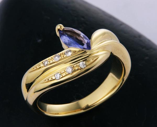★☆見て!K18金天然タンザナイトダイヤモンドリング指輪12号!MJ-5拍卖