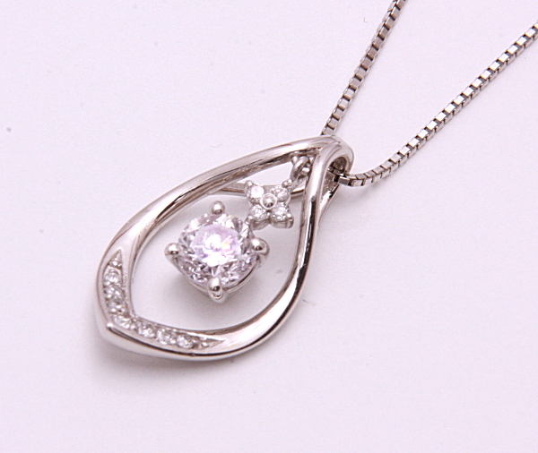 《質屋出品》Pt850/900★天然ダイアモンド0.449ctペンダントネックレス★C-4787拍卖