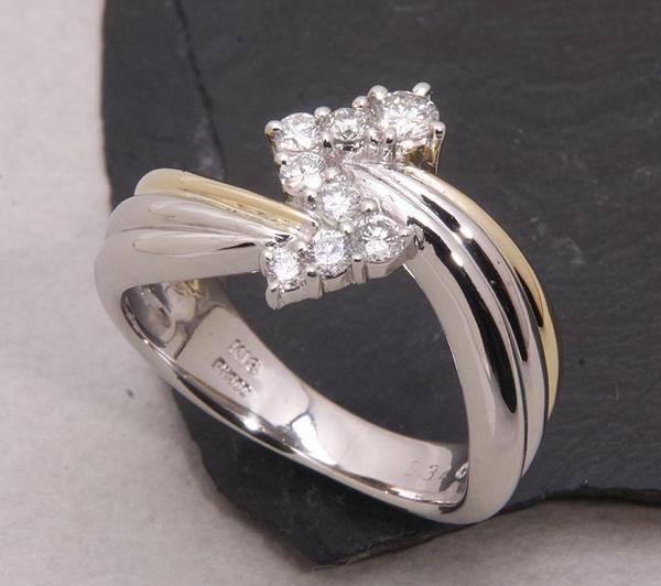 《質屋出品》Pt900/k18★ダイア0.34ctデザインリング★C-2399拍卖