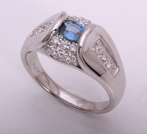 《質屋出品》Pt900★天然サファイア0.38ct+ダイアモンドリング★C-4168拍卖