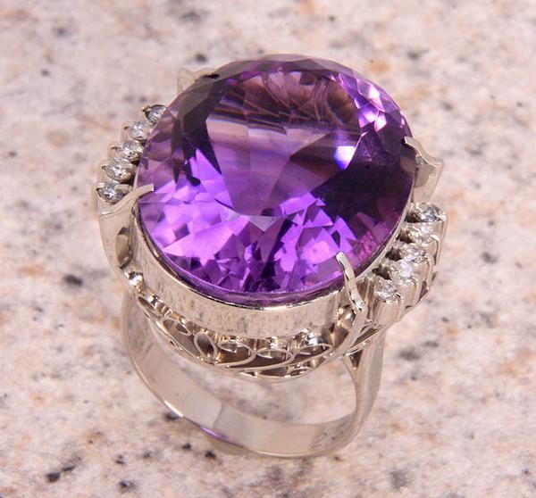 《質屋出品》Pm850★25ctの大きなアメシストリング★C-3001拍卖