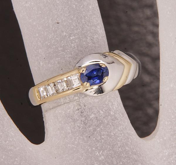 《質屋出品》Pt900/K18★天然サファイア0.31ct+ダイアリング★k-3266拍卖