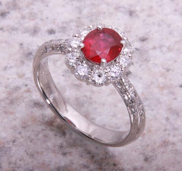 《質屋出品》Pt900★天然ルビー1.16ct+ダイアリング★C-3924拍卖