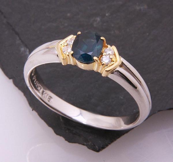 《質屋出品》Pt850/k18★天然サファイア+ダイアリング★C-3428拍卖