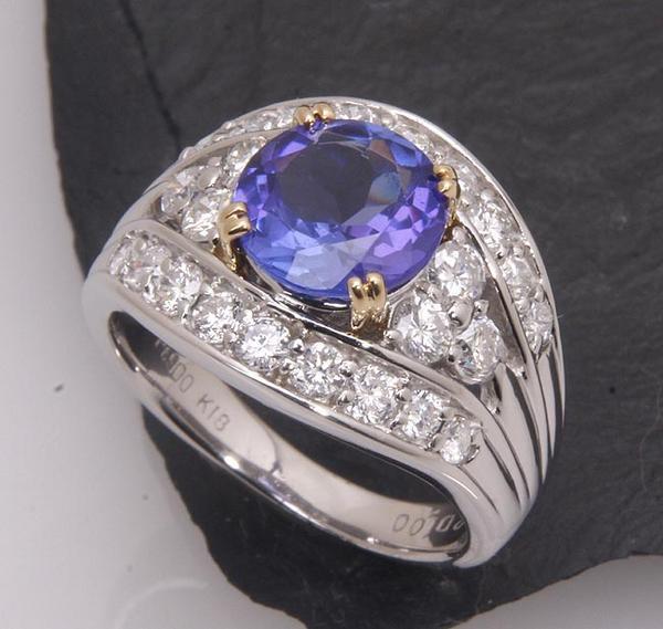 《質屋出品》Pt900★美色タンザナイト+ダイアリング★C-2407拍卖