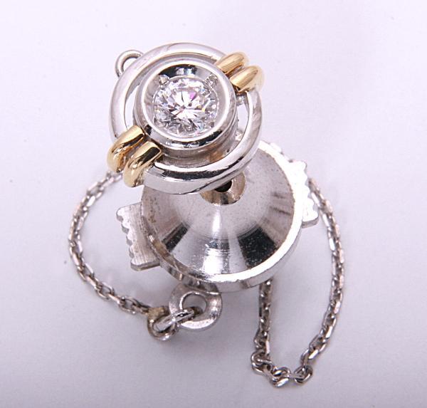 《質屋出品》Pt/k18★天然ダイアモンド0.18ctタイタック★C-4393拍卖