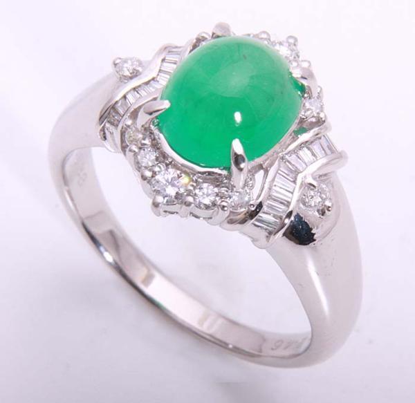 《質屋出品》Pt900★天然エメラルド+ダイアリング★C-3976拍卖