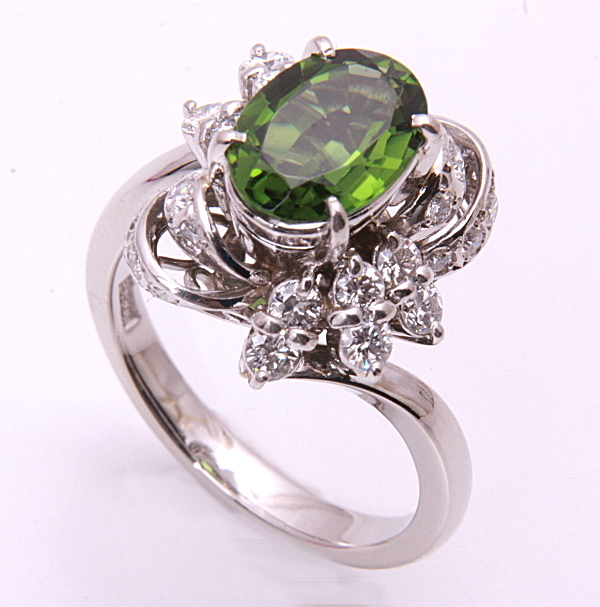 《質屋出品》Pt900★天然トルマリン1.94ct+ダイアリング★C-4673拍卖