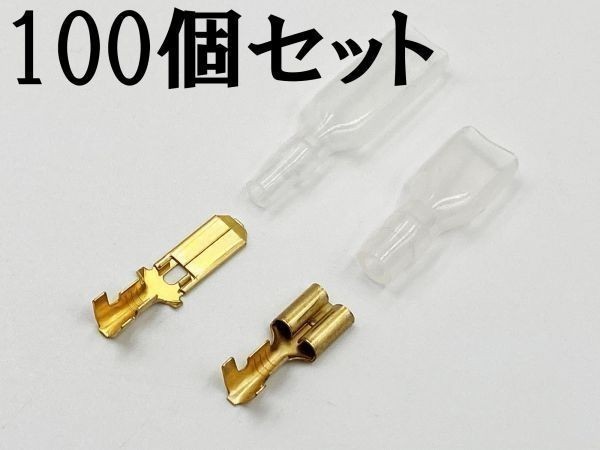 ②【250型 オス/メス 端子+ツライチ スリーブ 各100個セット】 日本製 国産 平型端子 検索用) 配線 修理 ブレーカー拍卖