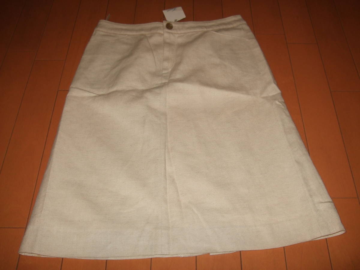 新品タグ即決☆Harriss Parisコットンリネン台形スカート☆サイズ36 生成り拍卖