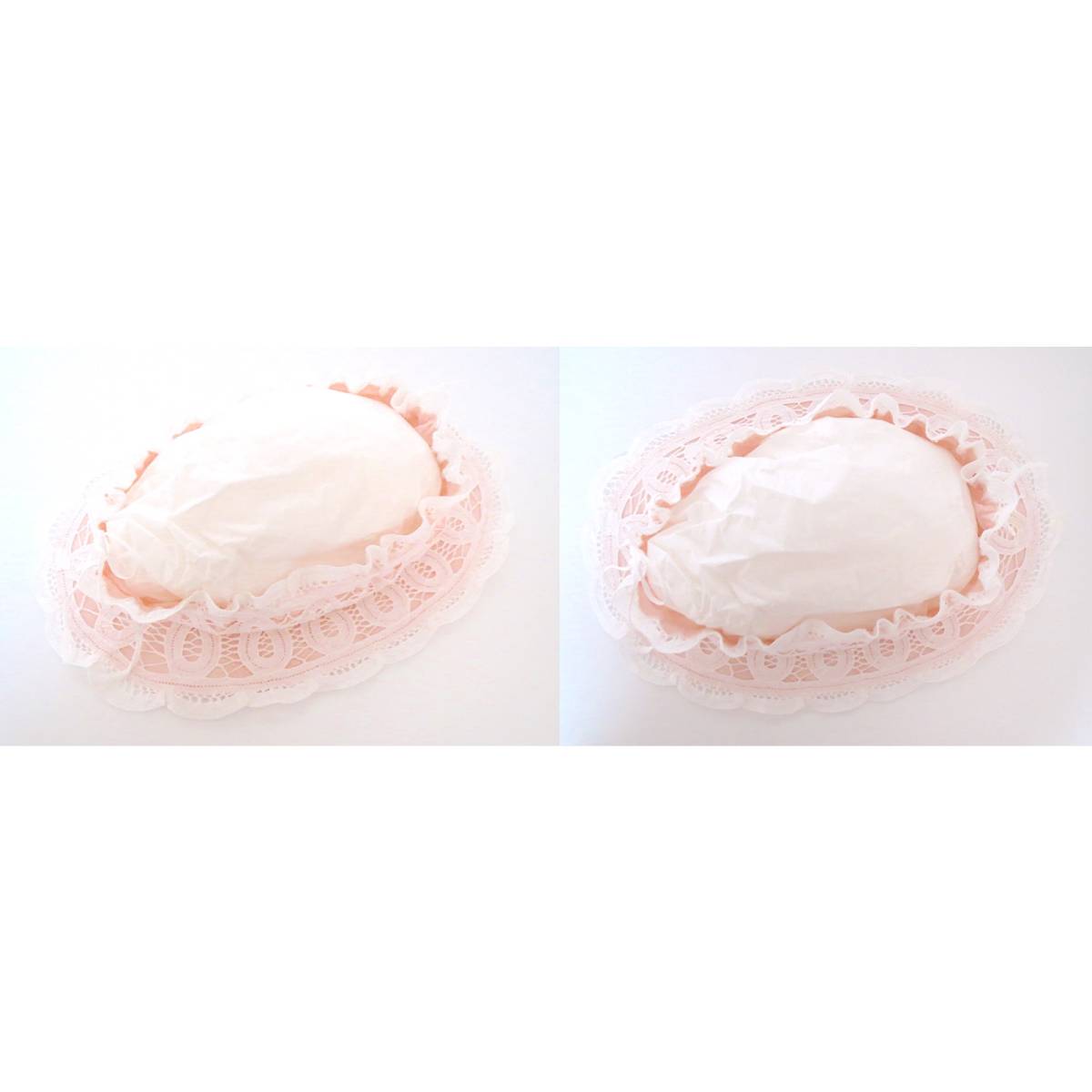 二点落札で送料無料! W010 WAKO 和光 購入! パン入れ パン バケット 布 刺繍 レース ピンク 白 ホワイト拍卖