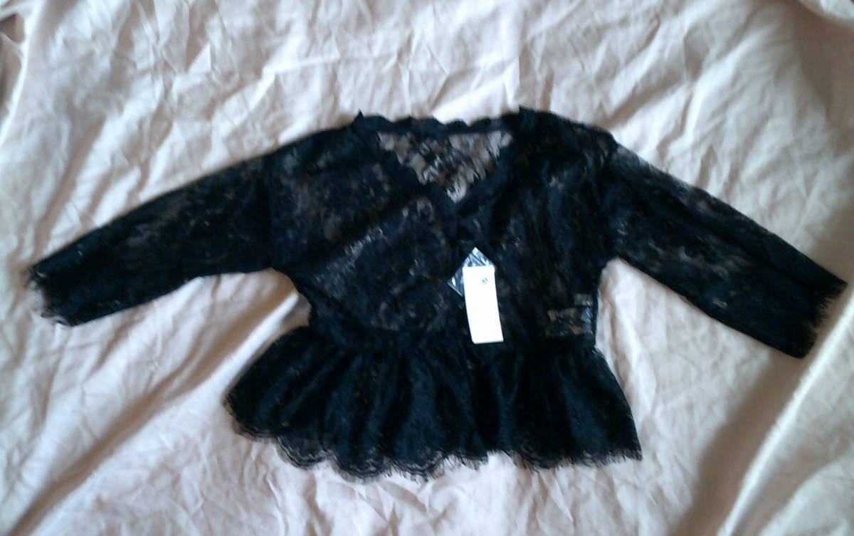 ★★earth music&ecology アースミュージック&エコロジー レースカーディガン フリー 黒 新品★★拍卖