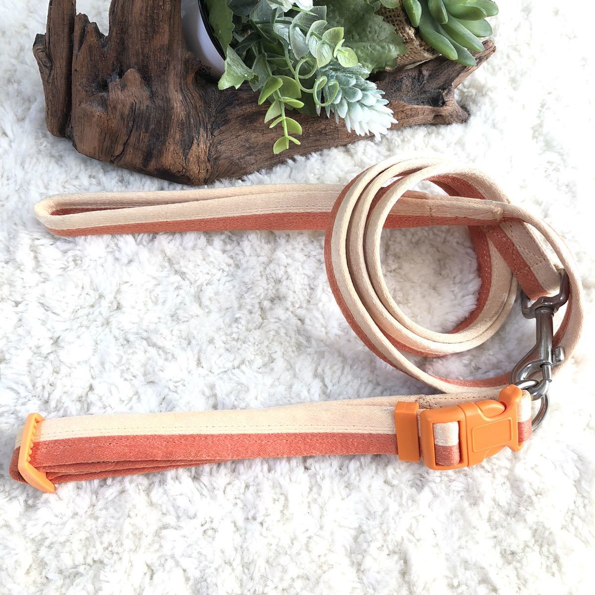 ★同梱お得★首輪&リード・中型犬・ツートンシリーズ-No.32・黄♪拍卖