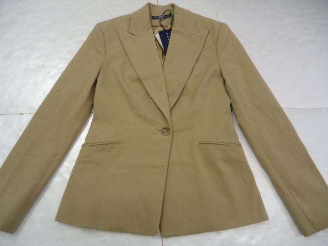 【KCM】ralph-8-2■新品■【RALPH LAUREN/ラルフローレン】レディース シンプルテーラード カラージャケット サイズ2 ベージュ系拍卖