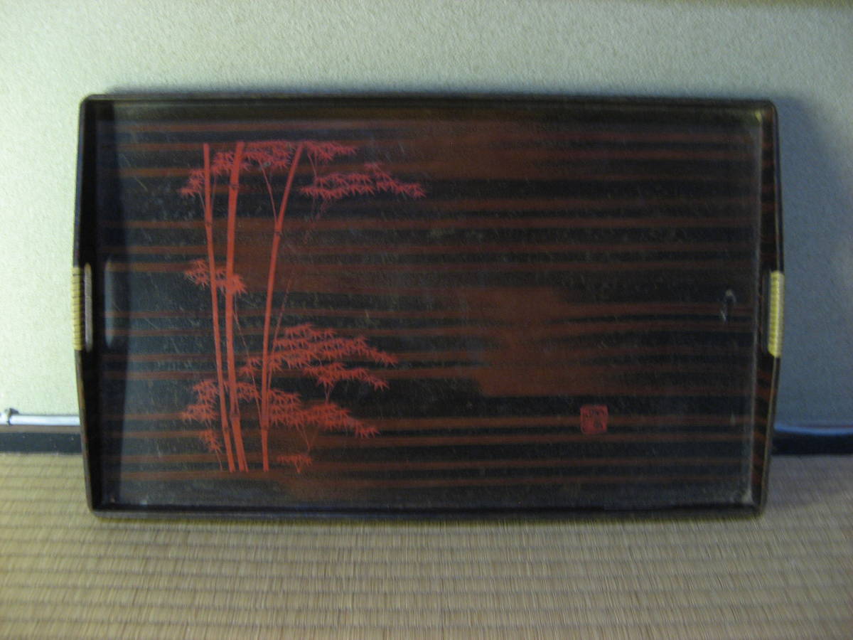 盆 両手盆 角盆 お盆 四方盆 長方盆 配膳盆 昭和 楓 同梱手渡拍卖