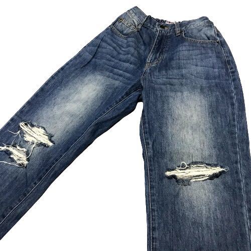 送料無料 渡辺直美 プニュズ PUNYUS ダメージ加工 デニム パンツ ジーンズ サイズ1拍卖