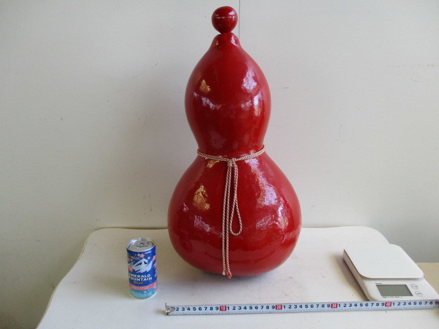 ★ひょうたん・瓢箪★赤★置物★オブジェ★和風★軽量★雑貨★特大★縁起物★工芸★アンティーク★インテリア★拍卖
