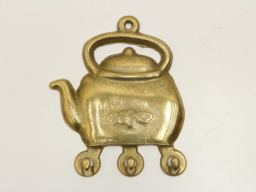 やかん キーフック 真鍮製 壁掛け ポット ケトル キーハンガー 飾り ①拍卖