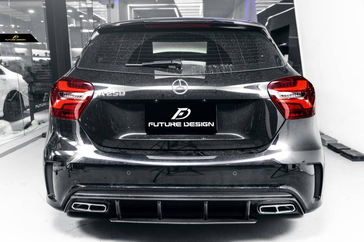 BENZ メルセデス・ベンツ W176 Aクラス 後期車 AMGバンパー用カーボン ディフューザー 本物Drycabon ドライカーボン マフラーカッター付き拍卖