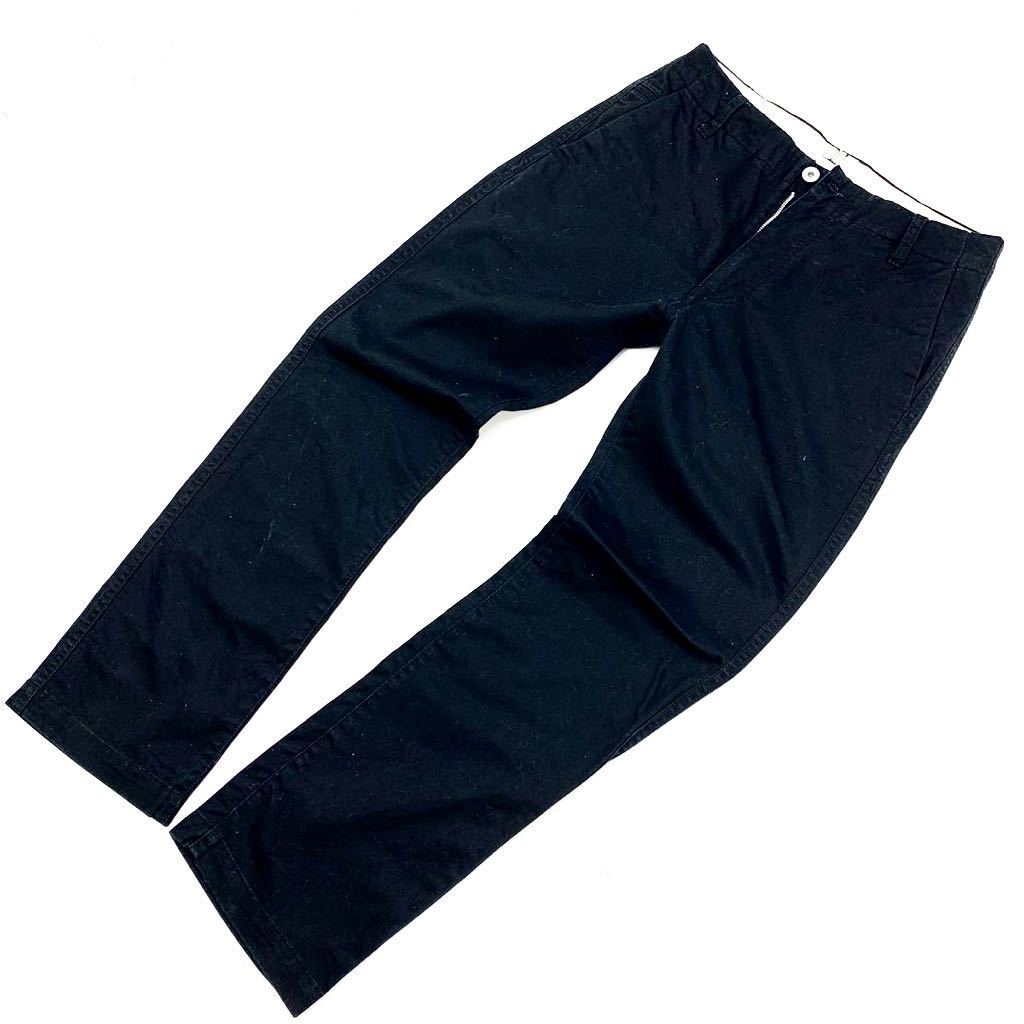 ■ナノユニバース NANO UNIVERSE 【すっきり 細身 好シルエット♪】【定番 長く履ける一枚】ブラック コットンパンツ Sサイズ■Ja223拍卖