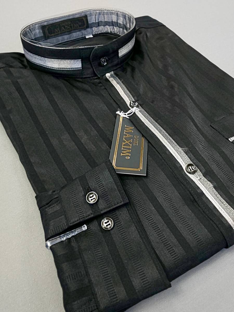 新品 SALE!! 送料無料 MAXIM スタンドカラー ドレスシャツ Lサイズ ゆったり ダンス カラオケ パーティー 日本製 81103-2拍卖