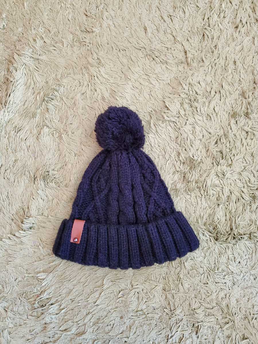 最終値下げ レディース ニット帽 黒 フリーサイズ ボンボン付き拍卖