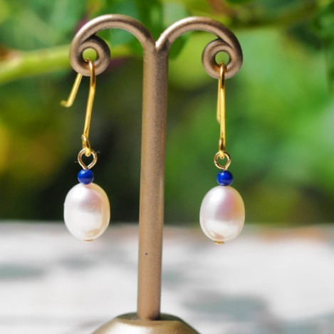 天然真珠 ラピスラズリ SV ピアス拍卖