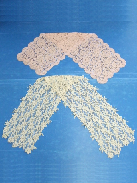 【お買得!】★花柄レース用品2点セット★①ピンク系/141cm×44.5cm ②クリーム色系/185cm×34cm 布/生地/手芸/ファッション/シート拍卖