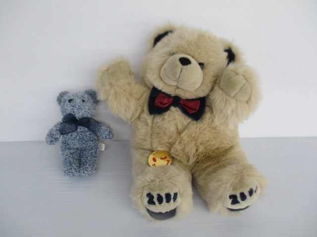 【お買得!】★クマのぬいぐるみ2点セット★①HIROKUN HOUSE/青色/小サイズ ②1998年製/ベージュ/中サイズ ベア/くま拍卖