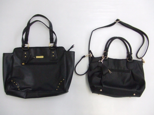 【お買得】★黒系トートバッグ2点セット★①SILVER MOON ②ノーブランド/ショルダー紐付き拍卖