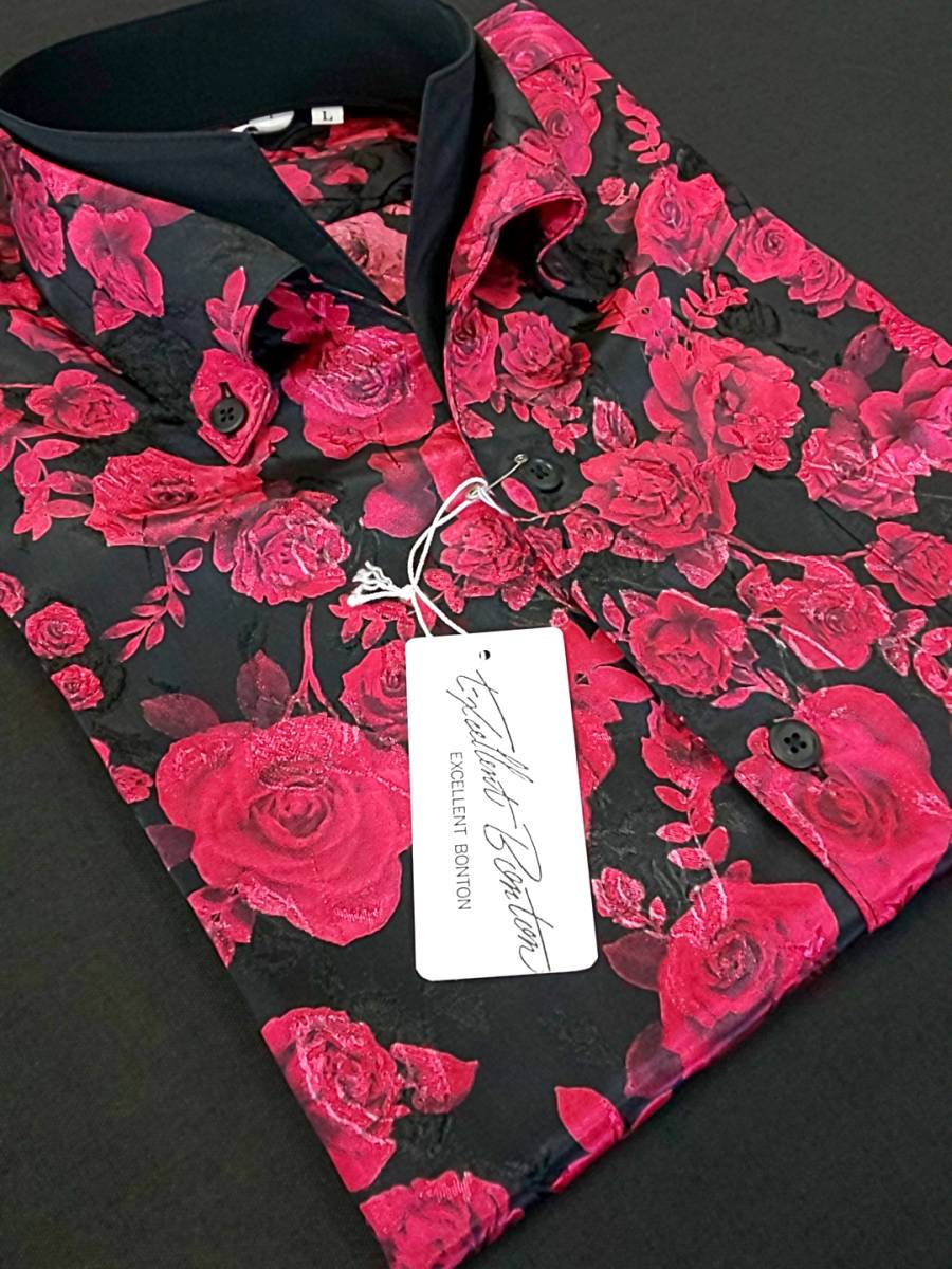 新品 SALE!! 送料無料 BONTON 二重衿ボタンダウン ドレスシャツ Lサイズ ゆったり ダンス カラオケ パーティー 日本製 224046 拍卖