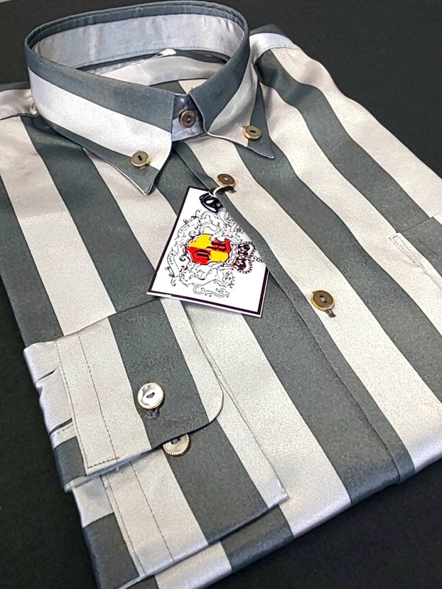 新品 SALE!! 特別価格!! 送料無料 K.EMJO ボタンダウン ドレスシャツ Lサイズ ゆったり ダンス カラオケ パーティー 日本製 4585拍卖