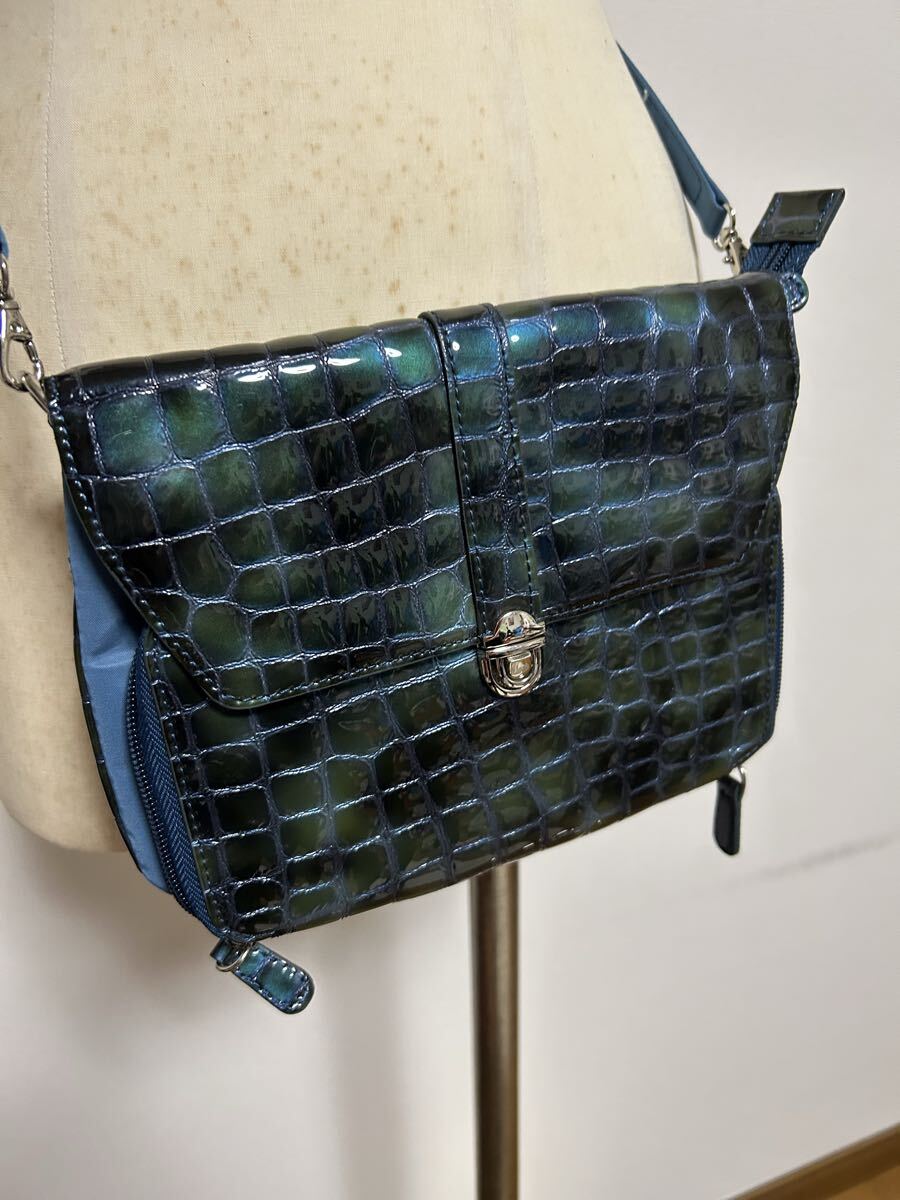 iii sanpo三宝サンポー★ショルダーバッグ クロコダイル風 お財布ポーチ拍卖