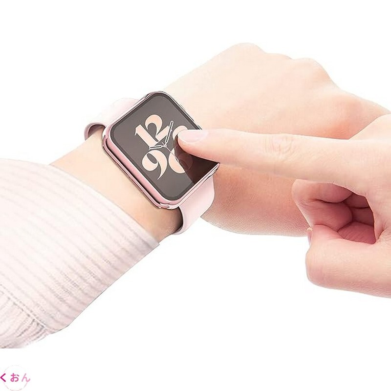 ローズピンク 44mm 枠 PC + 強化ガラス 一体型 装着簡単 アップル ウォッチ Apple Watch SE3 耐衝撃 全面保護 ケース カバー カバー拍卖