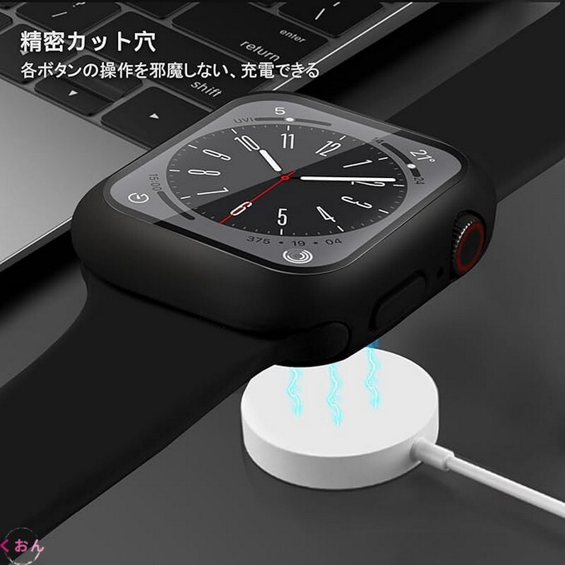 ブラック 44mm 超薄型 軽量 高透過率 PC + 強化ガラス 装着簡単 アップル ウォッチ Apple Watch SE3 耐衝撃 全面保護 ケース カバー拍卖