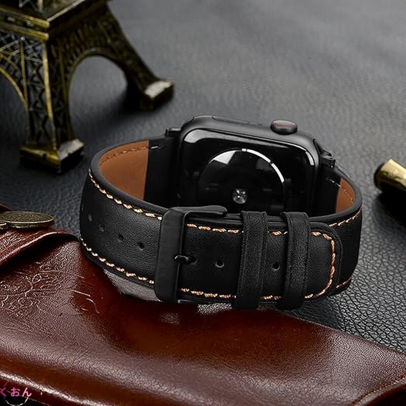 ブラック 高級 本革 スポーツ ビジネス アウトドア アップル ウォッチ Apple Watch SE3 (38mm/40mm/41mm/42mm) バンド ベルト拍卖