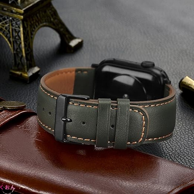 グリーン 高級 本革 スポーツ ビジネス レジャー アップル ウォッチ Apple Watch SE3 (49mm/46mm/45mm/44mm/42mm) バンド ベルト拍卖