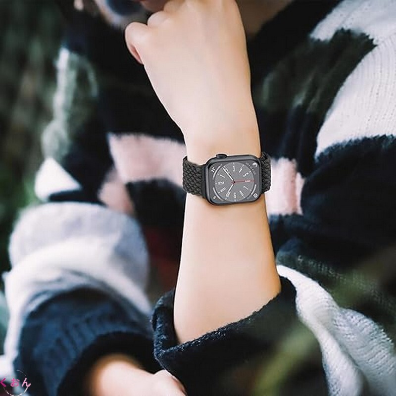 ブラック プレミアムソフト ナイロン素材 磁気留め金 アップル ウォッチ Apple Watch SE3 (42mm/41mm/40mm/38mm) バンド ベルト拍卖
