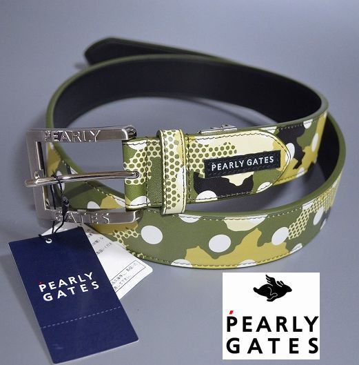新品 パーリーゲイツ ゴルフ 1.7万円 ベルト PGロゴ カモガラ 牛革 本革ベルト レザーベルト カモ柄 カモフラ 迷彩 カモフラージュ拍卖
